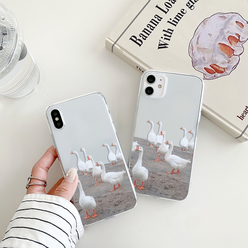 Ốp Điện Thoại Silicon Trong Suốt đàn vịt dễ thương độc lạ Chống Sốc Cho iPhone 11 13 Pro Max 12 Pro Max 7Plus xr u540