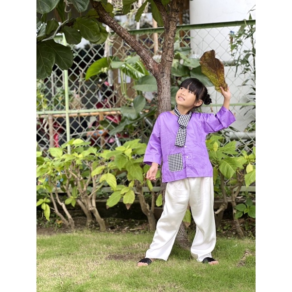 Bộ Bà Ba Bé Trai Bé Gái Màu Tím Pastel