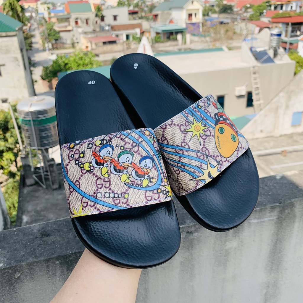 Dép GUCCI DONAN nam nữ, dép đôi tình yêu in 3D quai da 2023