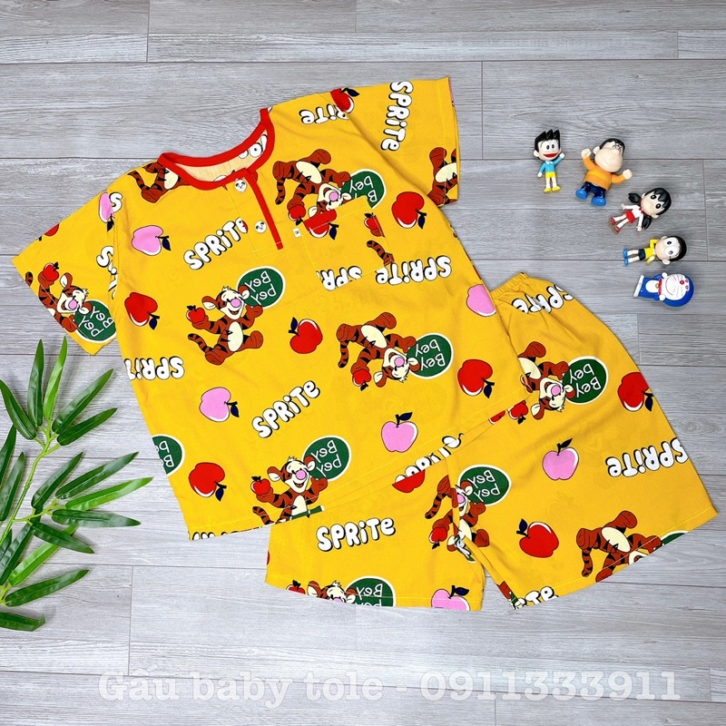 Đồ bộ tole/lanh bé trai tay ngắn quần đùi phối GAUBABYTOLE mềm mịn thấm hút mồ hôi phù hợp cho bé 8-25kg