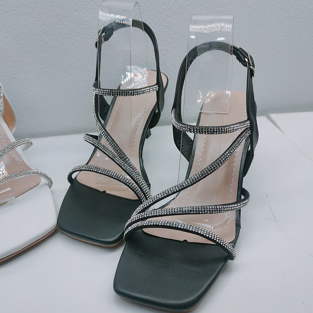 Giày cao gót nữ 7 phân Thiên Hương VNXK BP86HQ9 Sandal cao gót 7p đính kim sa sang chảnh tiểu thư đi tiệc đám cưới