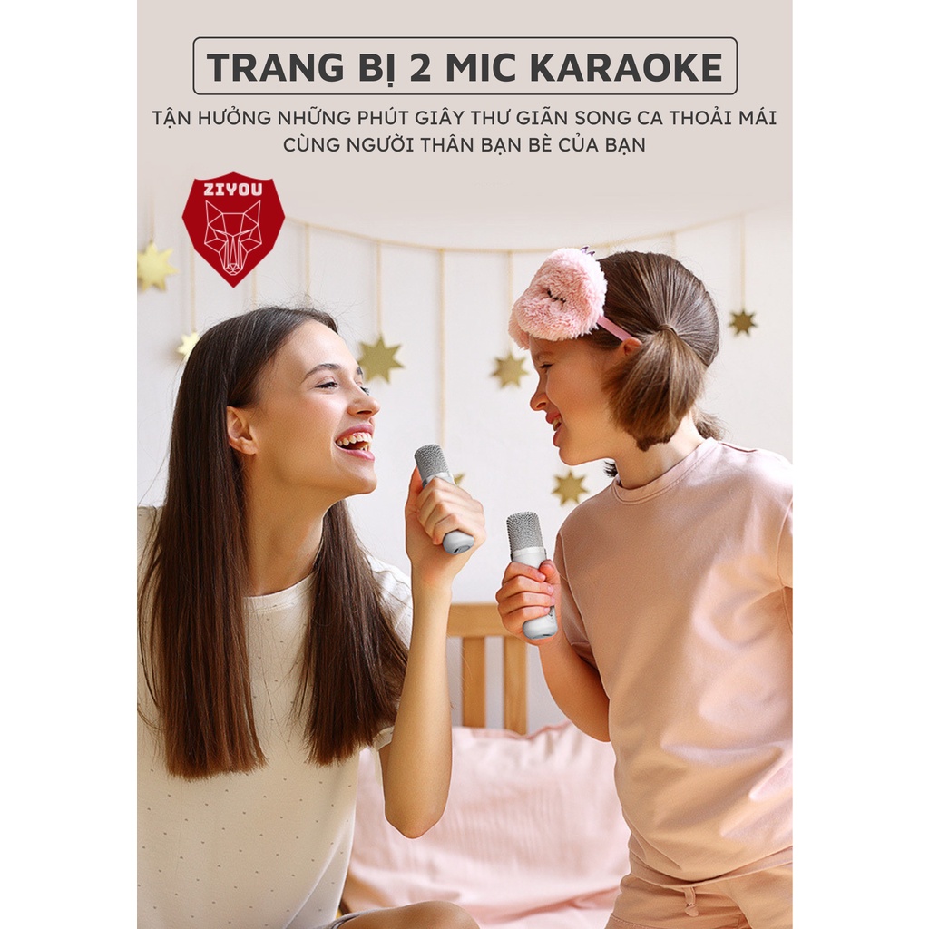 Loa Hát Karaoke Bluetooth Không Dây Ziyou 203BT Có 2 Micro, Điều Chỉnh Được Âm Thanh