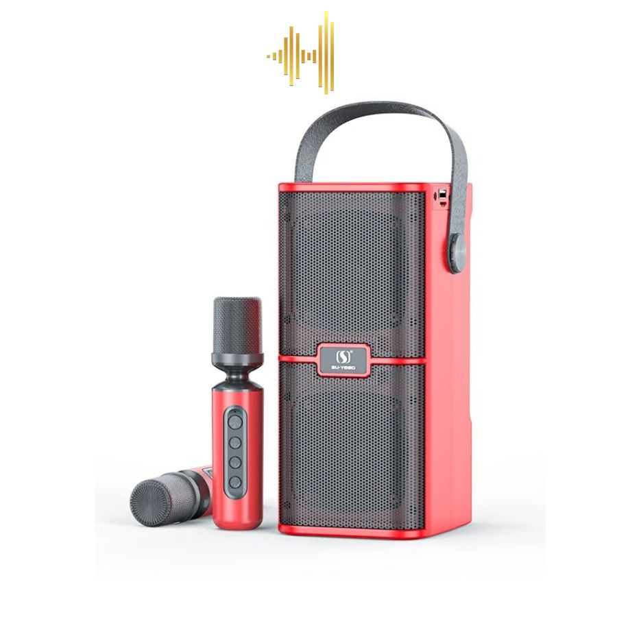 Loa Bluetooth Karaoke HOSAN YS218 ( YS-218 ) chất liệu nhựa ABS công suất 35W và 2 micro không dây đổi giọng hay