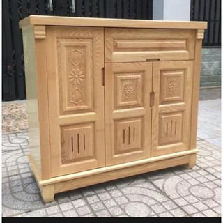 Tủ giày dép 3 cánh gỗ sồi màu tự nhiên ngang 1M