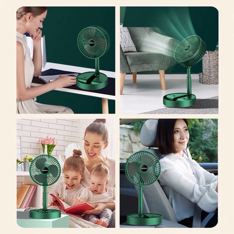 Quạt Tích Điện Mini Gấp Gọn, Quạt Để Bàn 3 Chế Độ Gió Cao Cấp