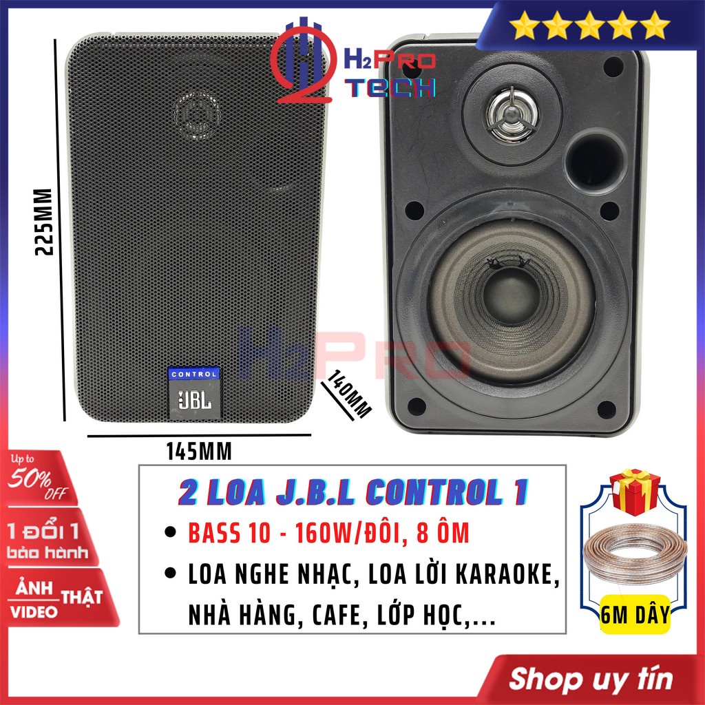 2 Loa J.B.L Control 1 160W Nghe Nhạc Hay, Trợ Lời Karaoke, Loa Treo Tường Quán Cafe, Nhà Hàng-Quà 60K 6M Dây-H2Pro Tech