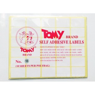 Nhãn có lớp keo tự dán Tomy 105 kích thước tem 25x37mm