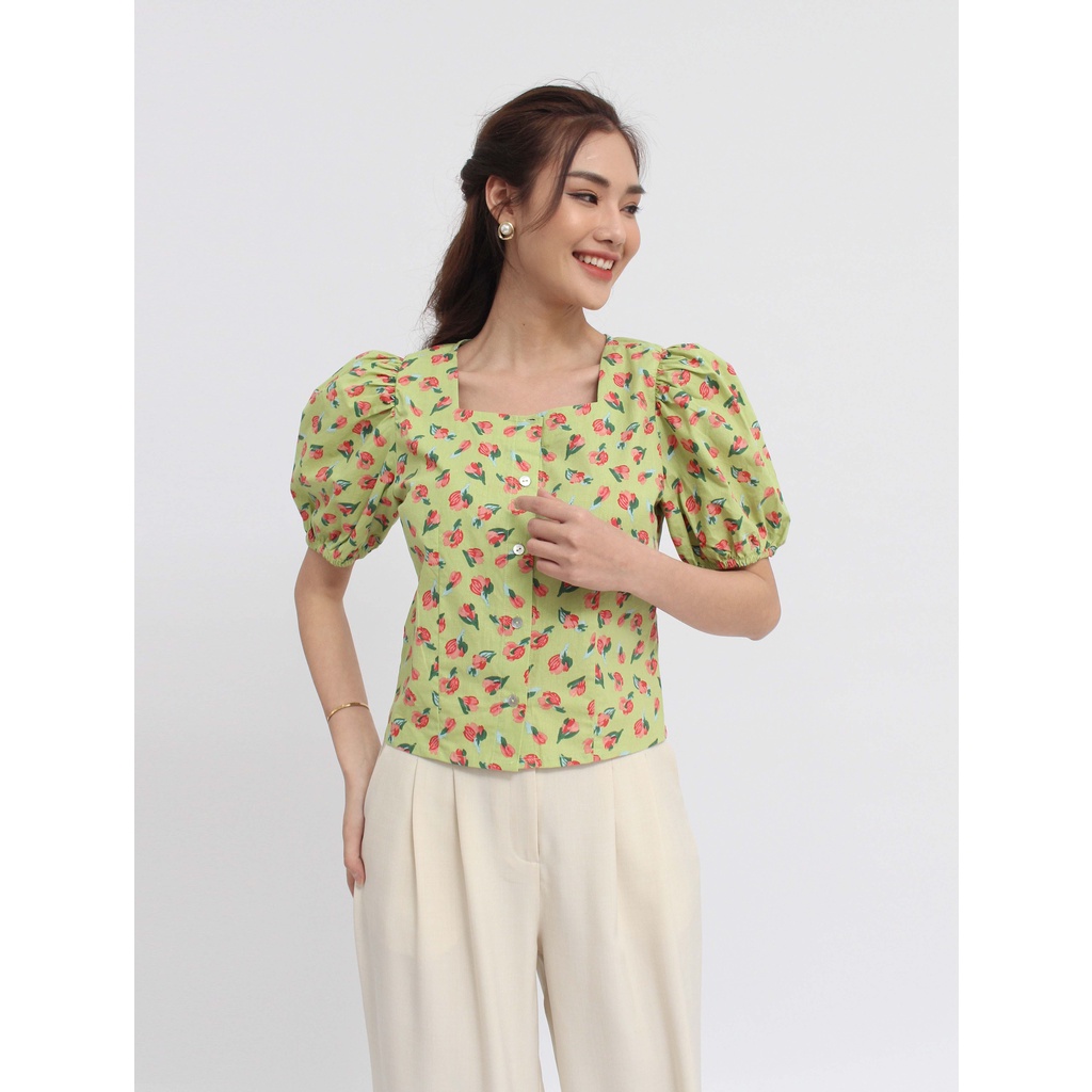 Áo kiểu nữ VIỆTBROTHERS cổ vuông tay bồng 231AHU04