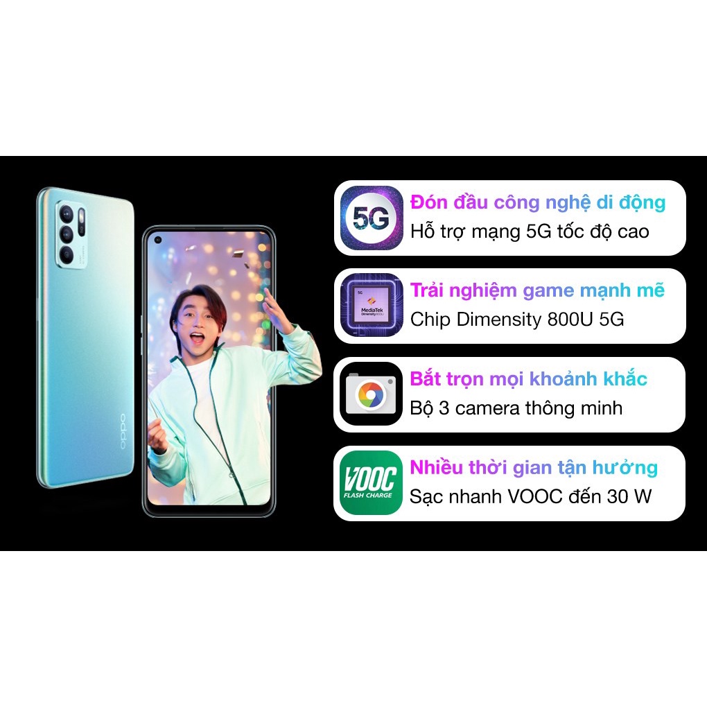 Điện thoại Oppo reno 6z 5G Ram 8GB /128GB máy chính hãng nguyên seal, bảo hành 12 tháng