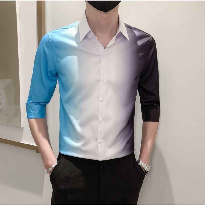 Sơ mi nam Áo sơ mi nam chất liệu cotton siêu mát không nhăn không nhàu Áo in màu săc trẻ trung hài hòa tôn dáng H61