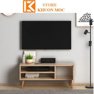 Kệ tivi gỗ, Tủ tivi phòng khách, Kết hợp chân gỗ phong cách hiện đại KM58