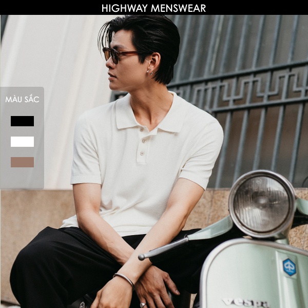 Áo polo nam len dệt kim Prenium Highway (Menswear) Aston Trắng