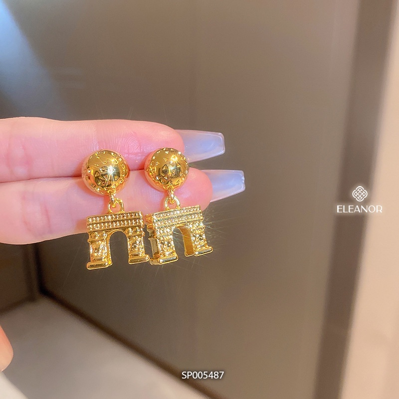 Bông tai nữ chuôi bạc 925 Eleanor Accessories họa tiết Khải Hoàn Môn phụ kiện trang sức 5487