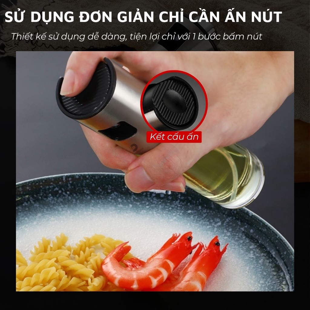 Bình xịt dầu ăn DandiHome dạng phun sương kèm phễu sử dụng cho vỉ nướng, nồi chiên không dầu trong nhà bếp