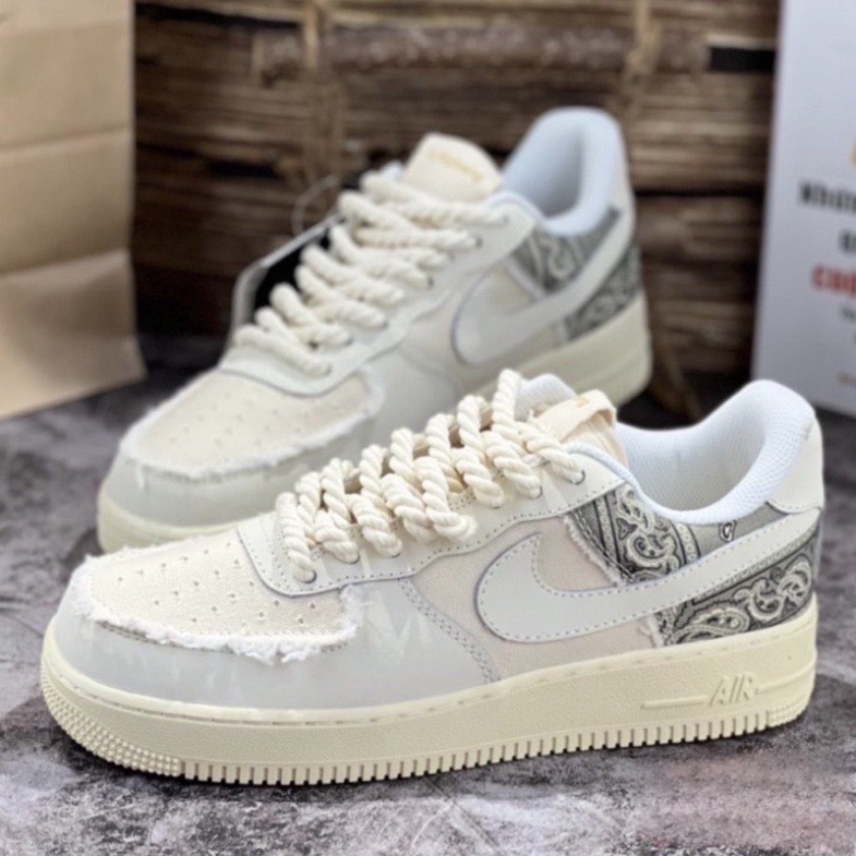 Giày sneaker Air Force 1 dây thừng, giày AF1 Custom Travis BigBag bản vip full phụ kiện