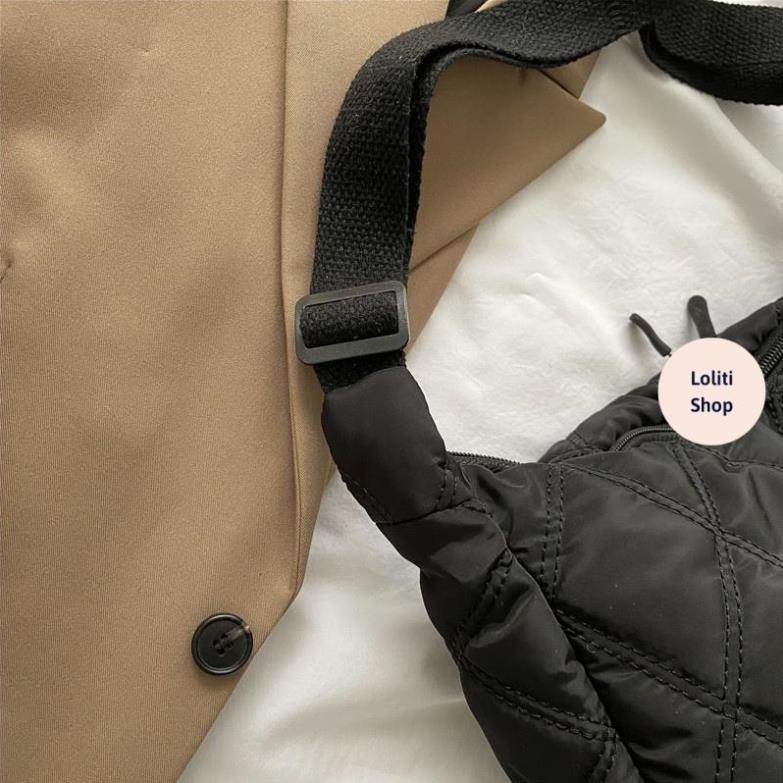 Túi đeo chéo, túi đeo vai vải Oxford nhẹ, chống thấm, chỉ thêu hình thoi thời trang LOLITI TDC655