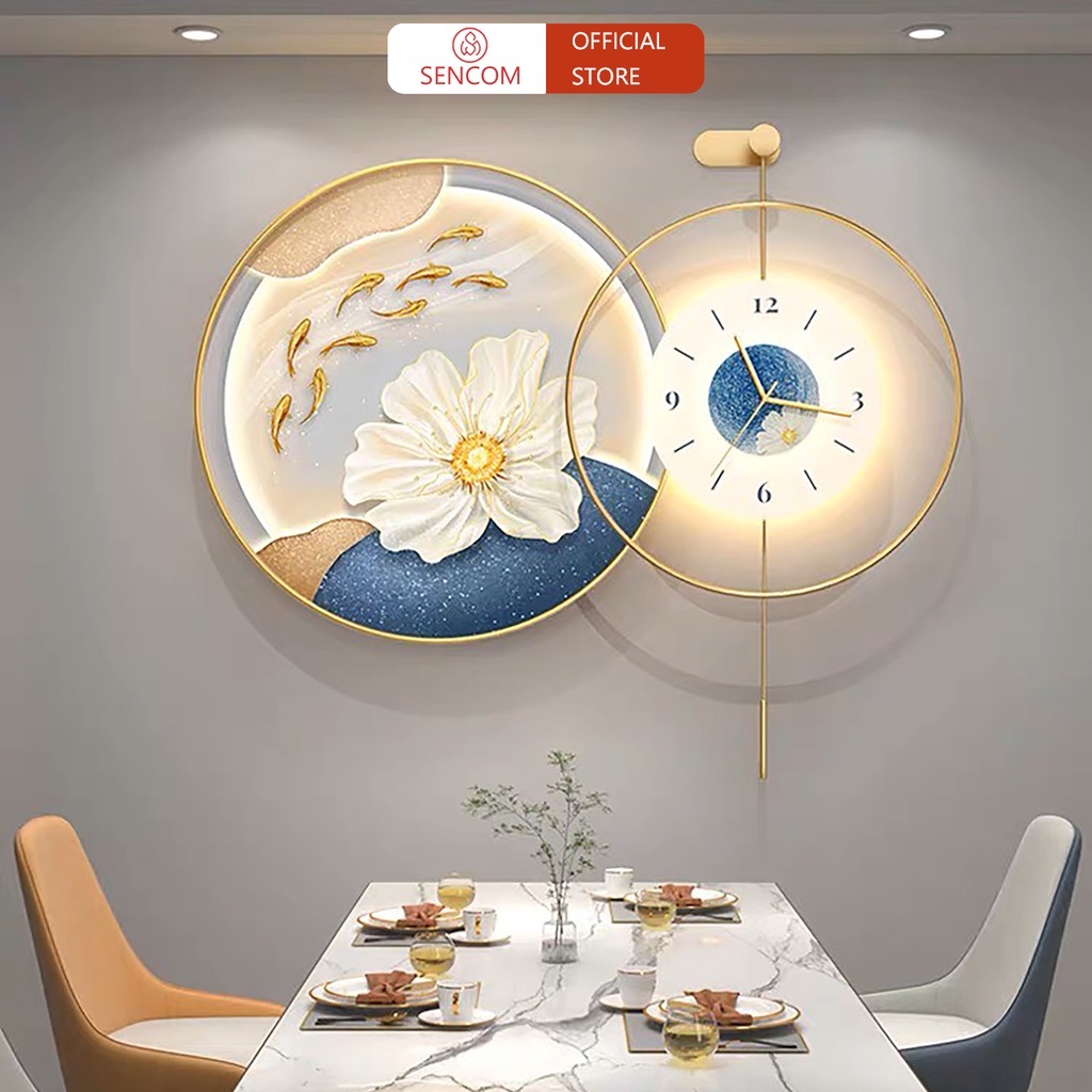 Đồng Hồ Tráng Gương Điện Led Cao Cấp Tranh Treo Tường Độc Đáo SENCOM, Tranh Trang Tri Decor PHong Cách Bắc Âu - LG5