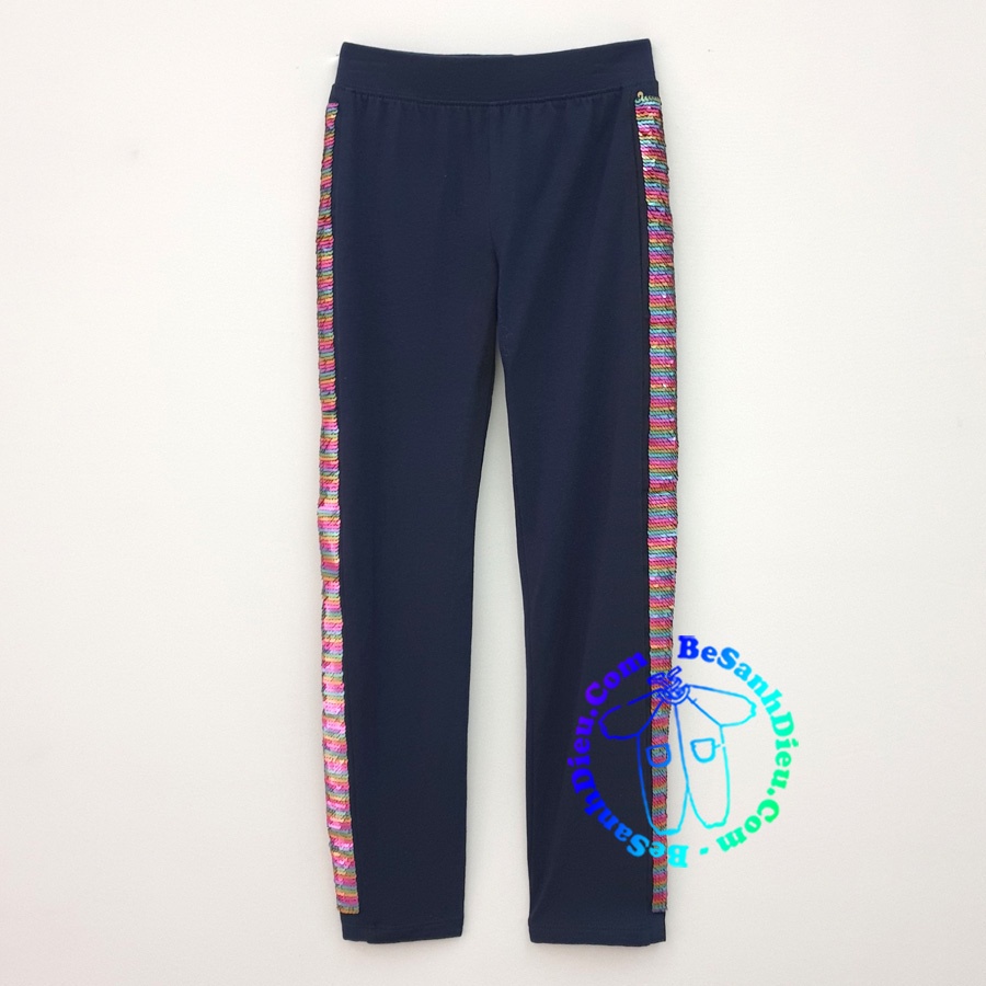 Quần thun ôm - legging cho bé gái hàng VNXK xanh đen viền kim sa