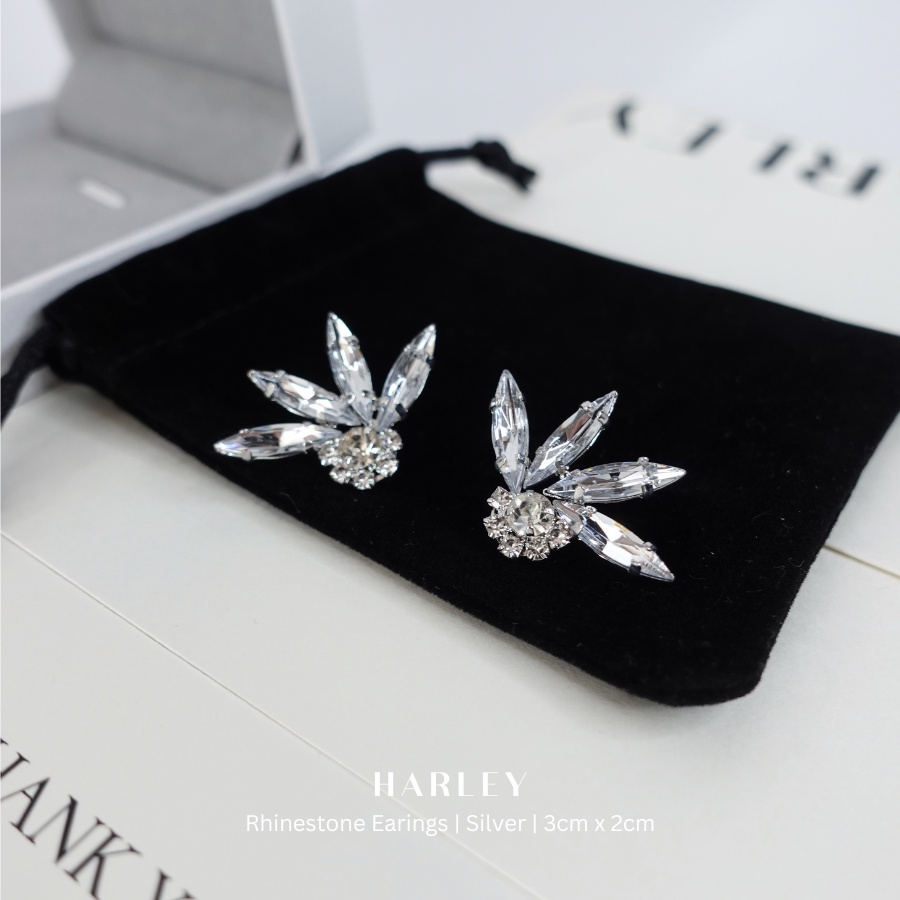 Bông tai, khuyên tai đi tiệc ✨đính đá hình bông xoa✨, phong cách sang trọng, thanh lịch 🌷Harley Jewelry🌷