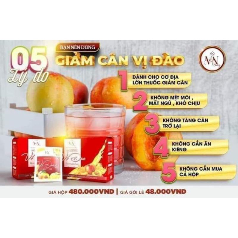 Trà giảm cân vị đào Đông Anh hộp 15 gói tặng detox vitamin