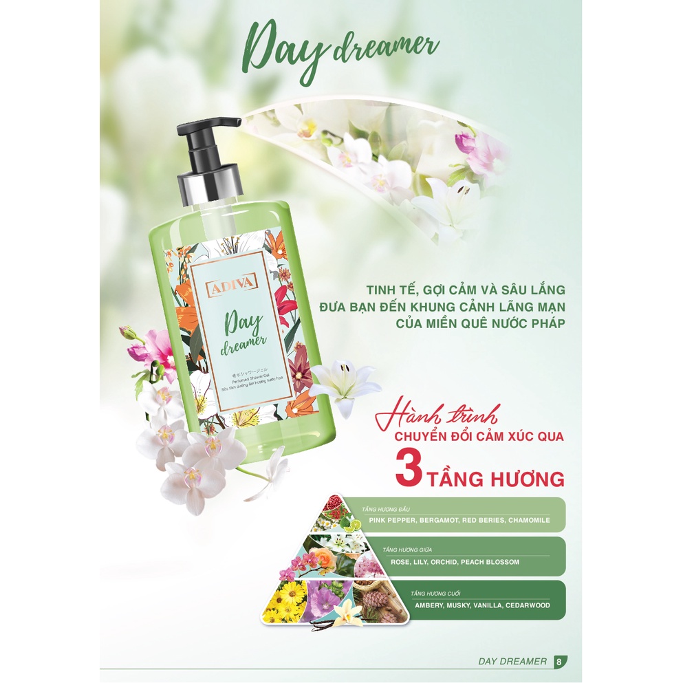 Sữa Tắm Dưỡng Ẩm  Hương Nước Hoa ADIVA Day Dreamer 400ml