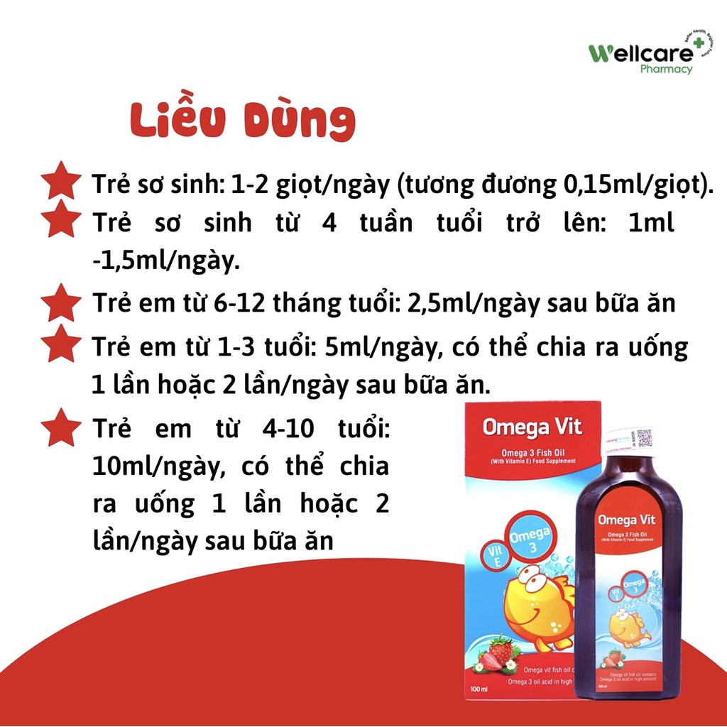 Omega Vit bổ sung Omega 3 DHA EPA cho bé giúp phát triển trí não, mắt và hệ thần kinh