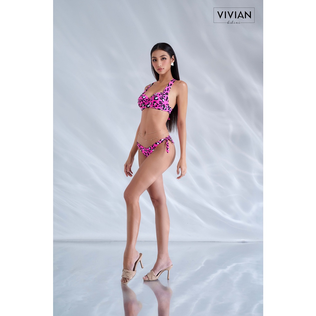 Đồ bơi nữ cao cấp 𝐕𝐈𝐕𝐈𝐀𝐍 dạng hai mảnh lưng thấp áo gọng - Hồng - VS163_PK