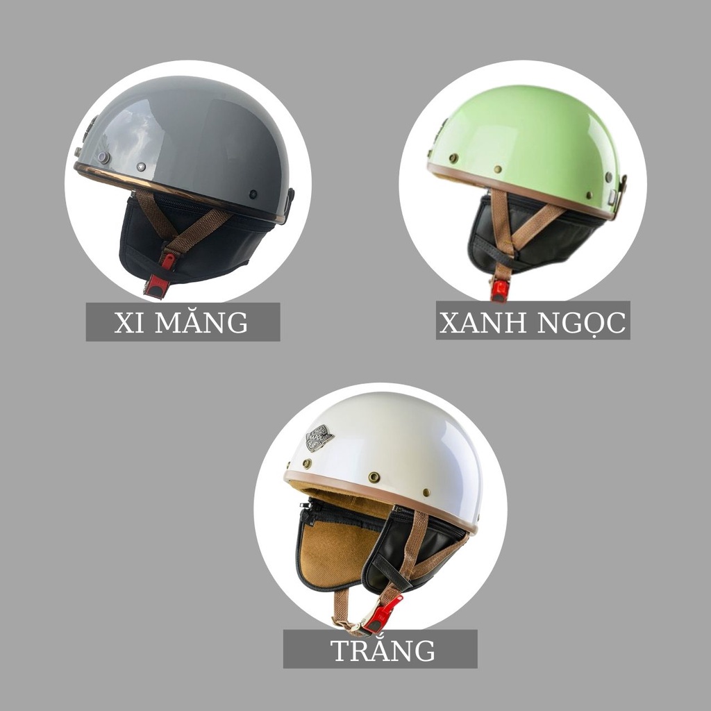 Mũ Bảo Hiểm 1/2 Napoli PUG Version Harley Không Ốp Bảo Hành Chính Hãng 12 Tháng