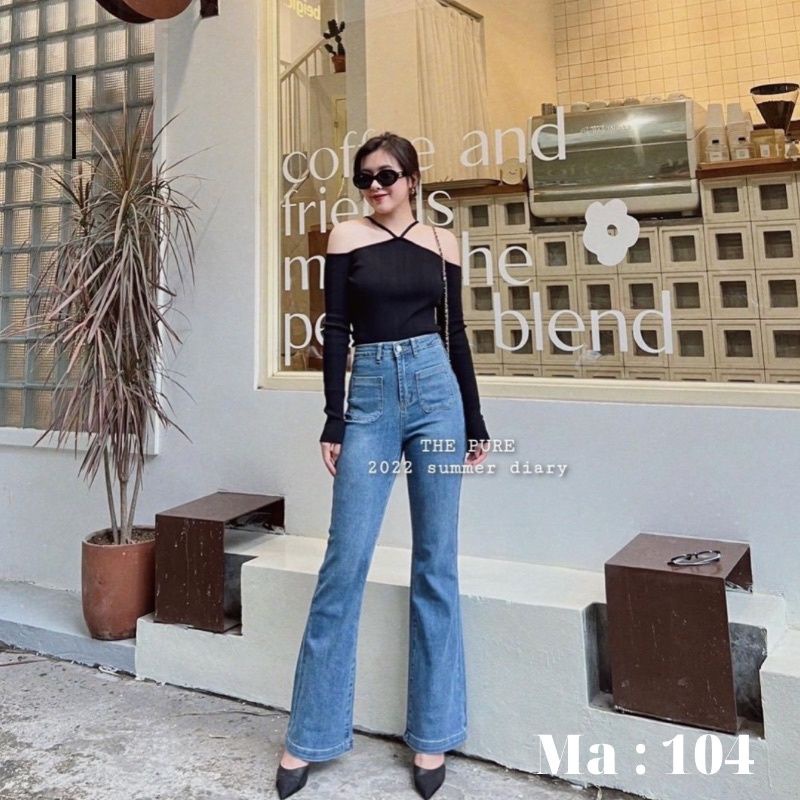 Quần bò jeans nữ ống loe cạp cao co dãn 4 chiều loe xẻ gấu, loe may gấu, loe cắt gấu NC Clothing | BigBuy360 - bigbuy360.vn