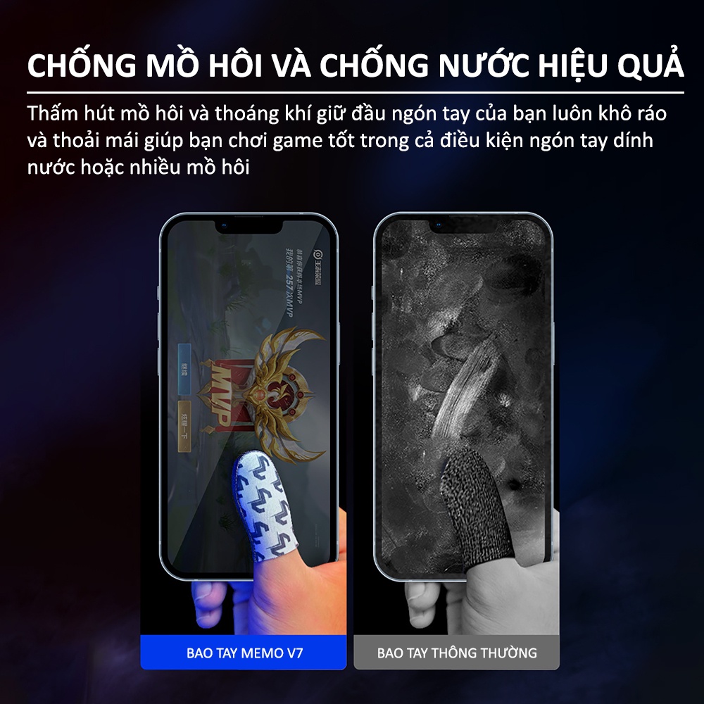 Bao tay chơi game SIDOTECH MEMO VERSION 7 sợi bạc 24 kim cao cấp siêu nhạy chơi game FF PUBG LIÊN QUÂN chống mồ hôi