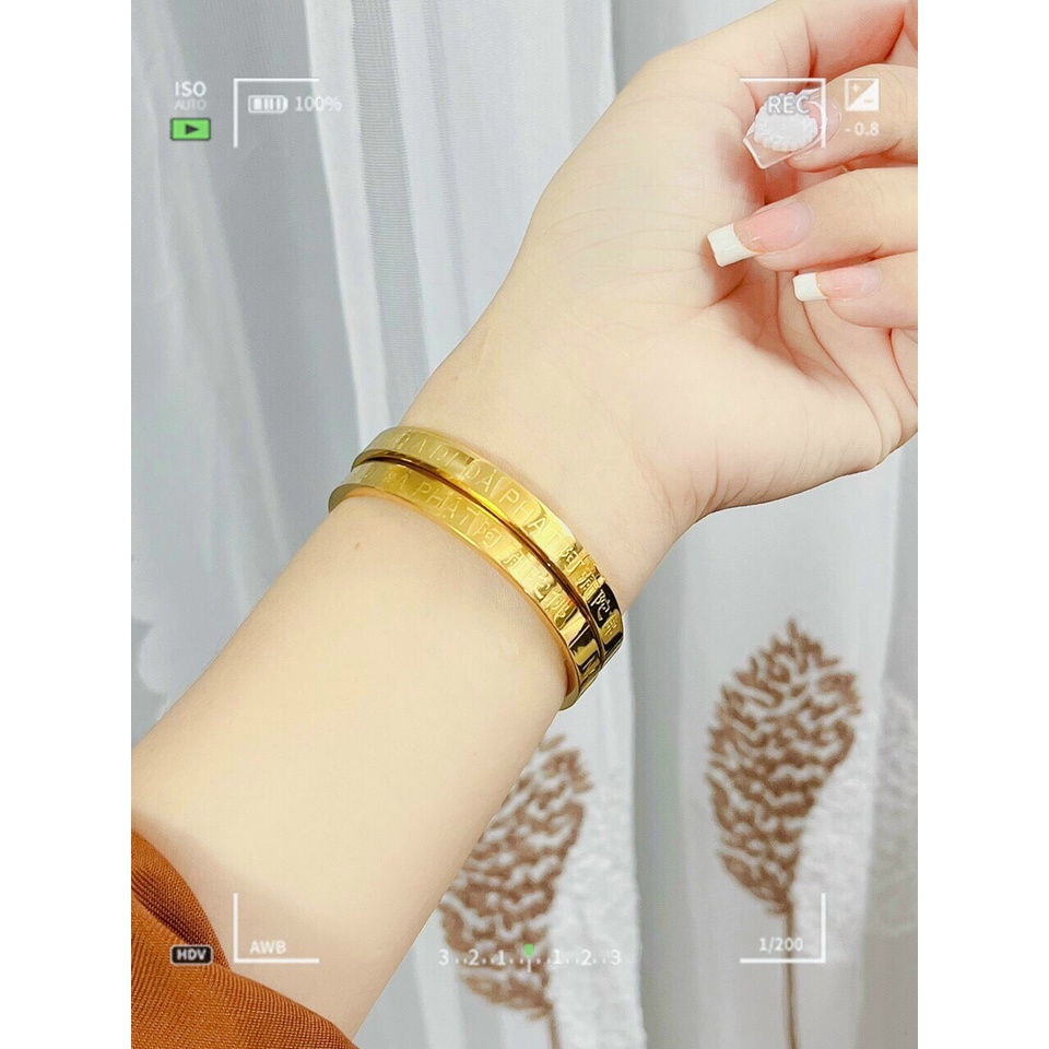 Vòng Tay Nam Mô A Di Đà Phật Trắng Vàng