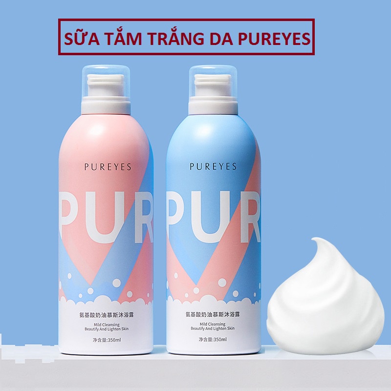 Sữa Tắm Trắng Da Tạo Bọt Pureyes, Sữa Tắm Pureyes Tạo Bọt Trắng Da 350ml Đài Loan