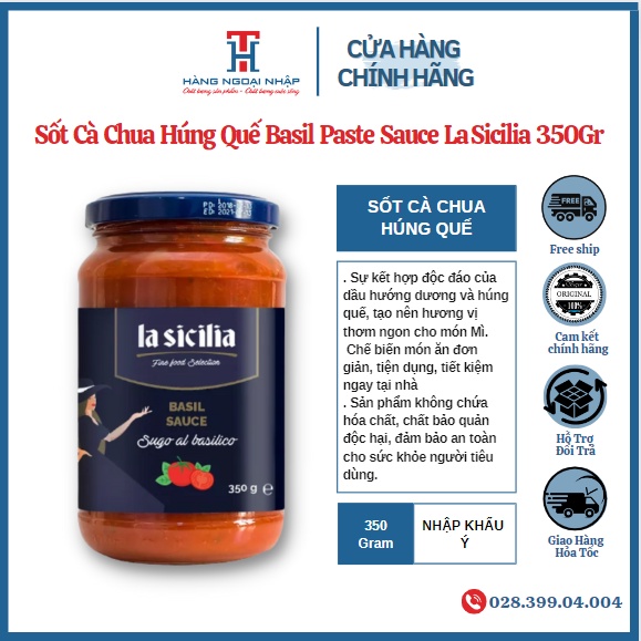 Sốt Cà Chua Húng Quế Lasicilia 350Gr Nhập Khẩu Ý