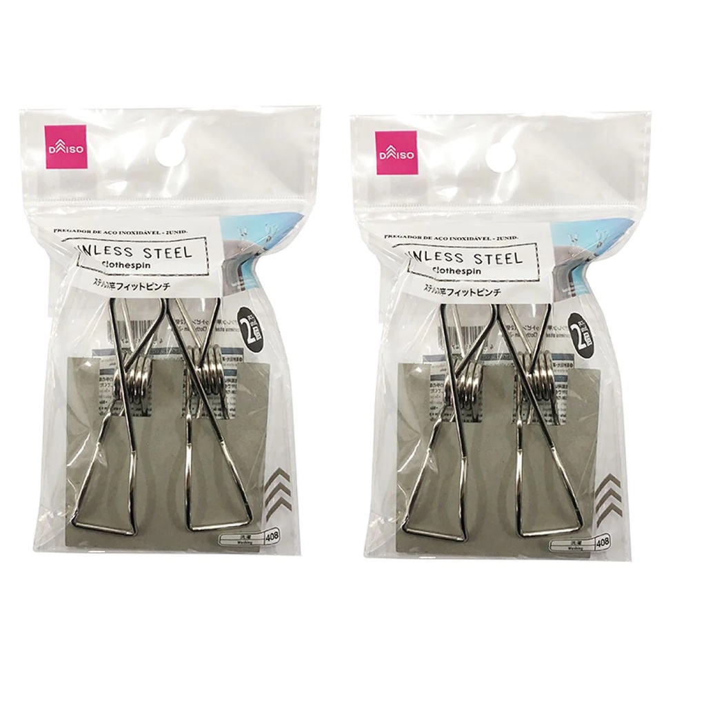 Daiso Kẹp Phơi Quần Áo 10X3X5Cm (Cái) Stainless Steel Fit Clothespin -2Pcs