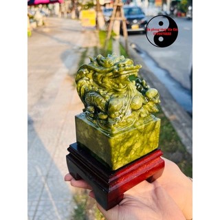 Ấn rồng đá xanh ngọc serpetine kiểm định