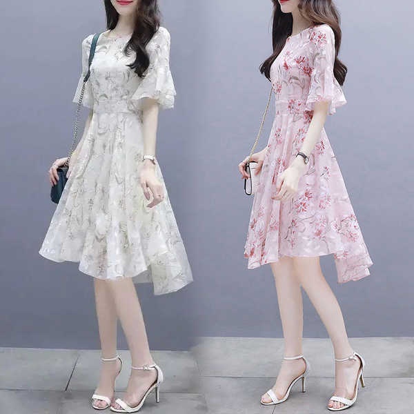 Thương Mại Thương Hiệu Lớn Thương Hiệu Nước Ngoài Váy Ôm In Hoa Có Chuông Cắt Nhãn Hiệu Cung Cấp