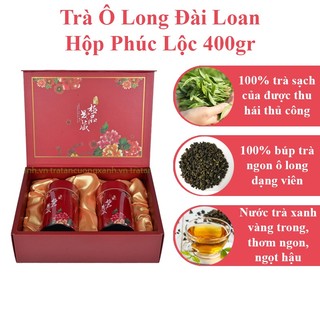 Hộp quà tặng - trà ô long hộp phúc lộc 200gr, 400gr - hộp trà ô long đài loan cao cấp kèm túi xách