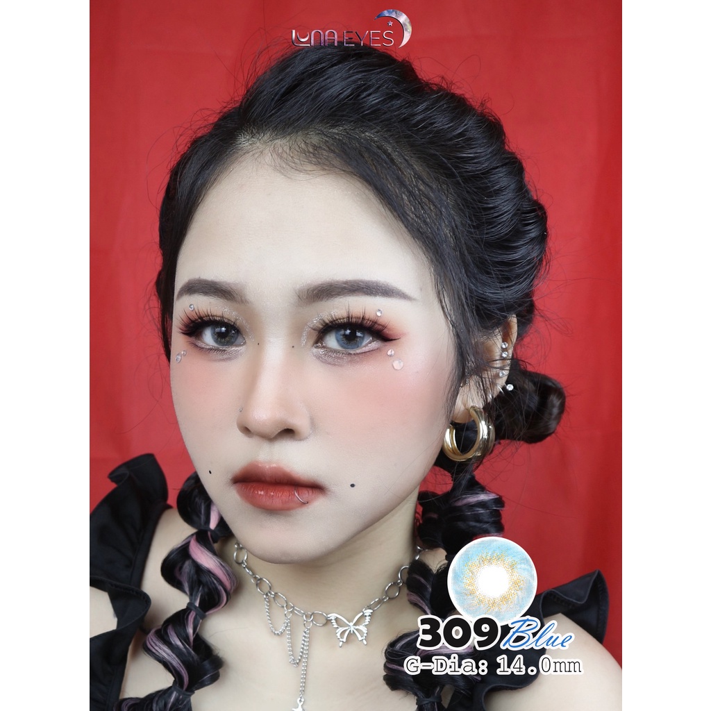 [1 year] Kính áp tròng LUNA EYES 309 BLUE - Lens size nhỏ