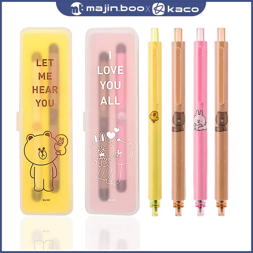 KACO co-branded LINE Brown Xiong Koni rabbit ROCKET gel point gel pen set pen simple stationery set