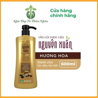 Dầu Gội Dược Liệu Nguyên Xuân Bồng Bềnh 600ml+ 60ml Cho Tóc Dầu Bết chai màu vàng