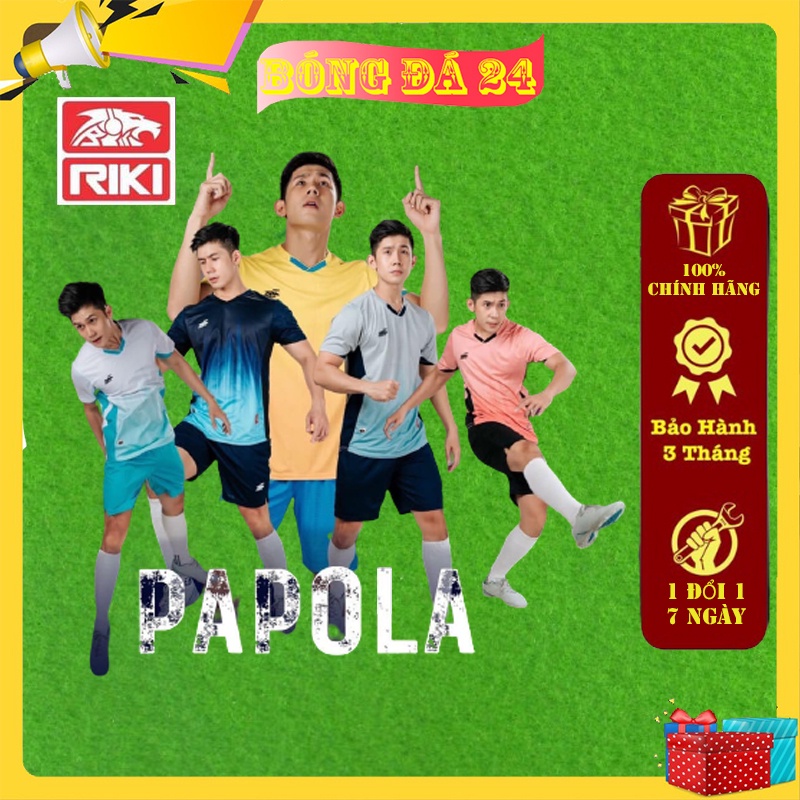 Quần Áo Bóng Đá Không Logo Riki Papola Cao Cấp, Bộ Đồ Đá Bóng Chất Vải Co Giản ,Thấm Hút Cao Cấp