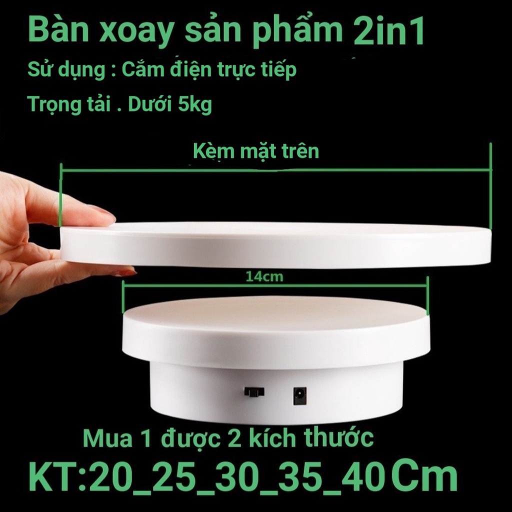 Bàn xoay trưng bày mô hình, quay video, chụp ảnh sản phẩm, hỗ trợ livestream bán hàng ra đơn hàng nhiều