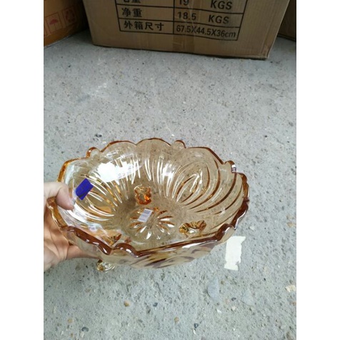 Đĩa Thuỷ Tinh Tròn Sang Trọng - Hiện Đại 30cm - Khay pha lê hình tròn họa tiết hoa mặt trời sang xịn