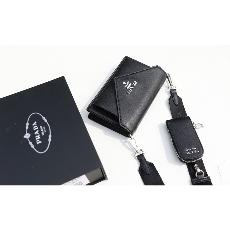 Túi đeo chéo Prada kèm ví size 19cm fullbox chất da xước fullbox