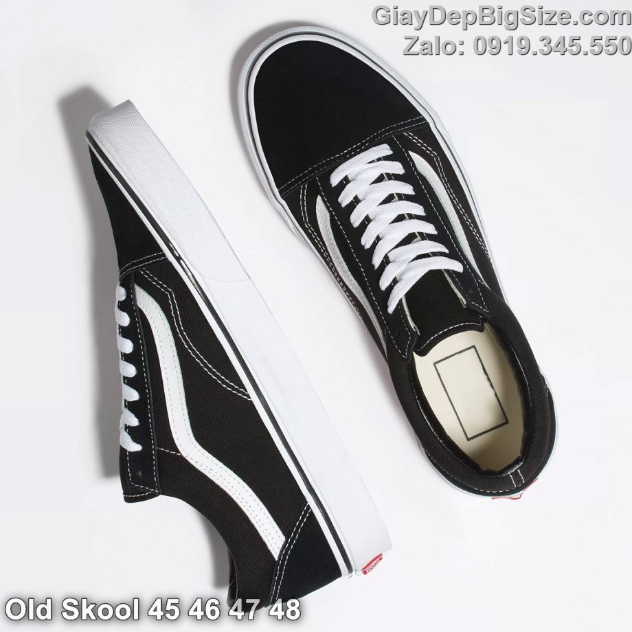 Giày trượt ván, giày vải thể thao cỡ lớn 45 46 47 48 cho nam cao to chân ú bè. Big size old skool sneakers for wide feet