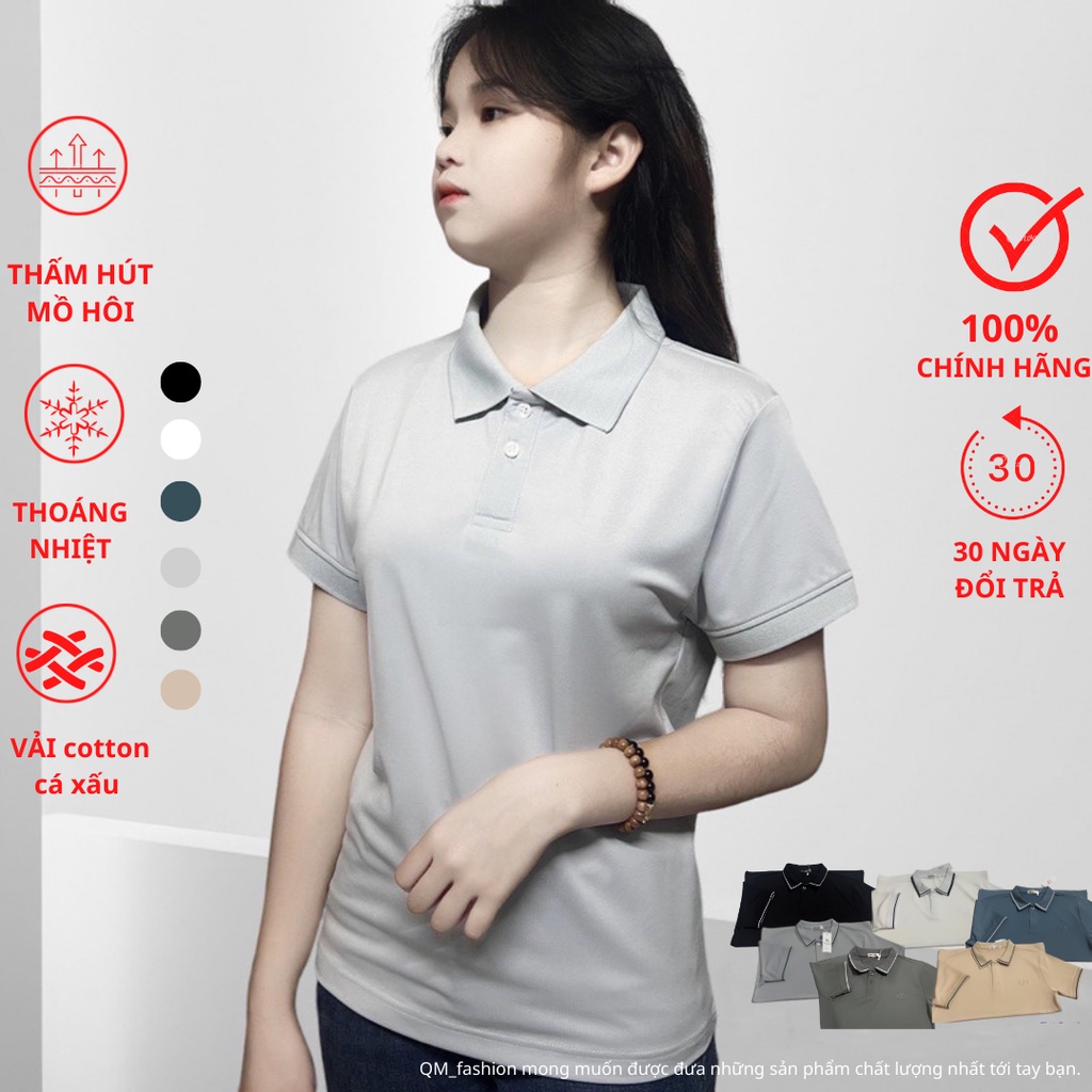 Áo POLO cổ trơn nữ bản 2T vải thun cá sấu co dãn 4 chiều form ôm, cổ dệt vi tính sắc nét, áo cộc tay mặc nhà,dạo phố QM_