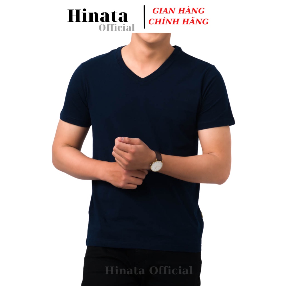 Áo Thun Nam Trơn Cổ Tim, Áo Phông Nam Basic 100 Cotton Cao Cấp Hàng Hiệu Đẹp Thoáng Mát Tay Ngắn Màu Xanh Đen