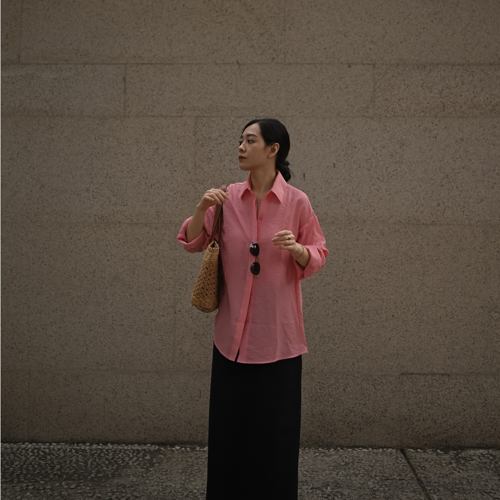 Sơ mi tay dài chất tơ nhăn freesize dáng basic - Freely Daily Shirt