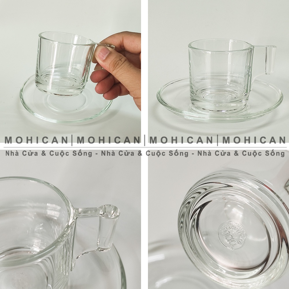 Cốc thủy tinh có quai Lucky Classic Cup 80ml, ly thủy tinh pha Espresso, trà, cà phê nhỏ Thái Lan LUCG-304903
