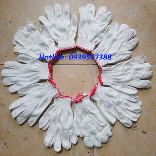 Combo 10 đôi găng tay sợi len trắng , găng tay bảo hộ lao động